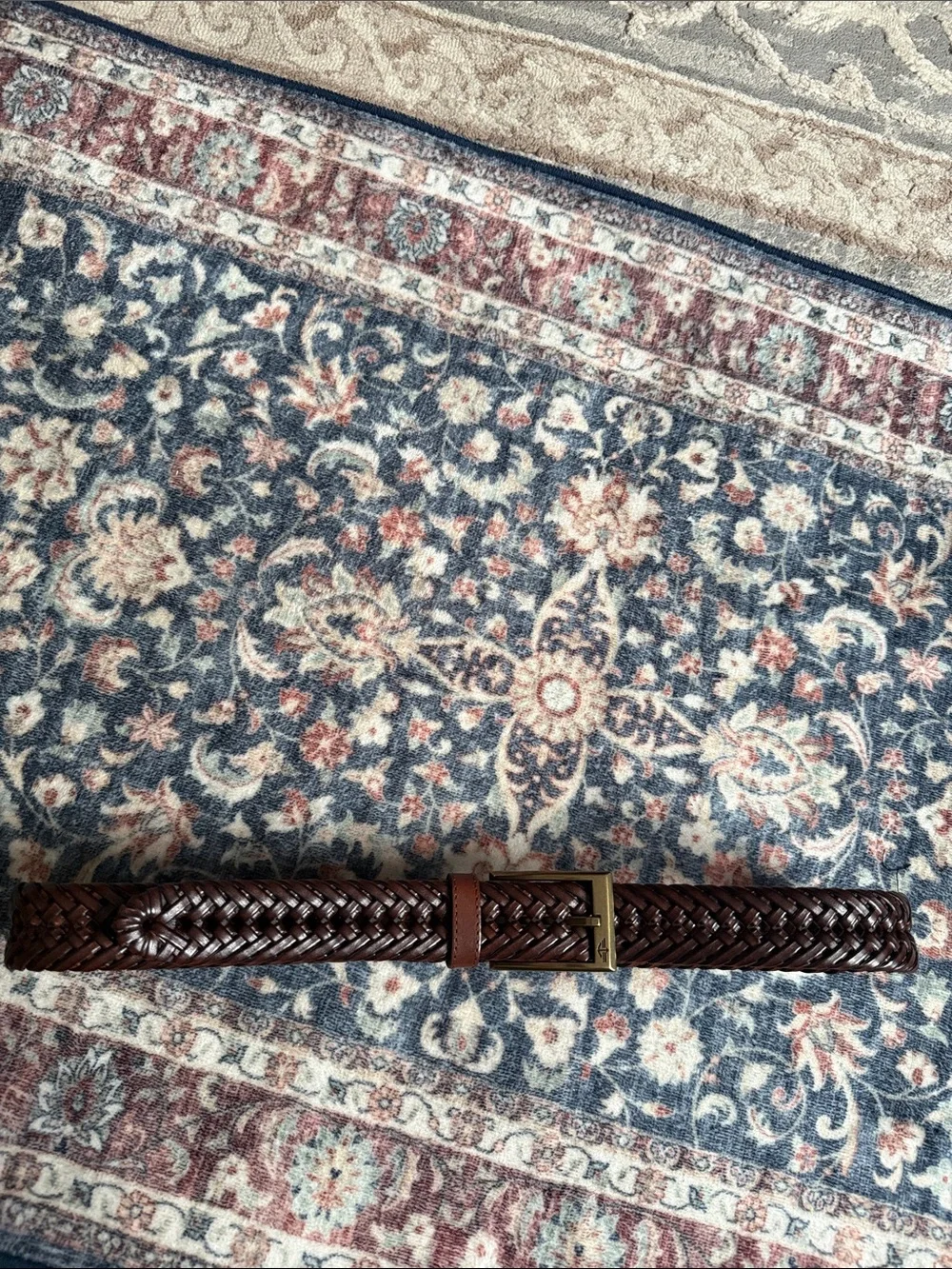 Dockers Braided Leather Belt in Dark Brown with Brass Buckle